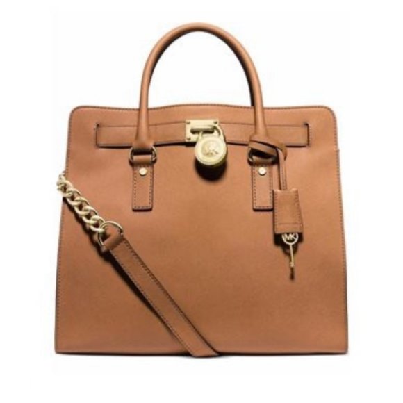 Michael Kors Handbags - Michael Kors Large Leather Hamilton Bag in Luggage